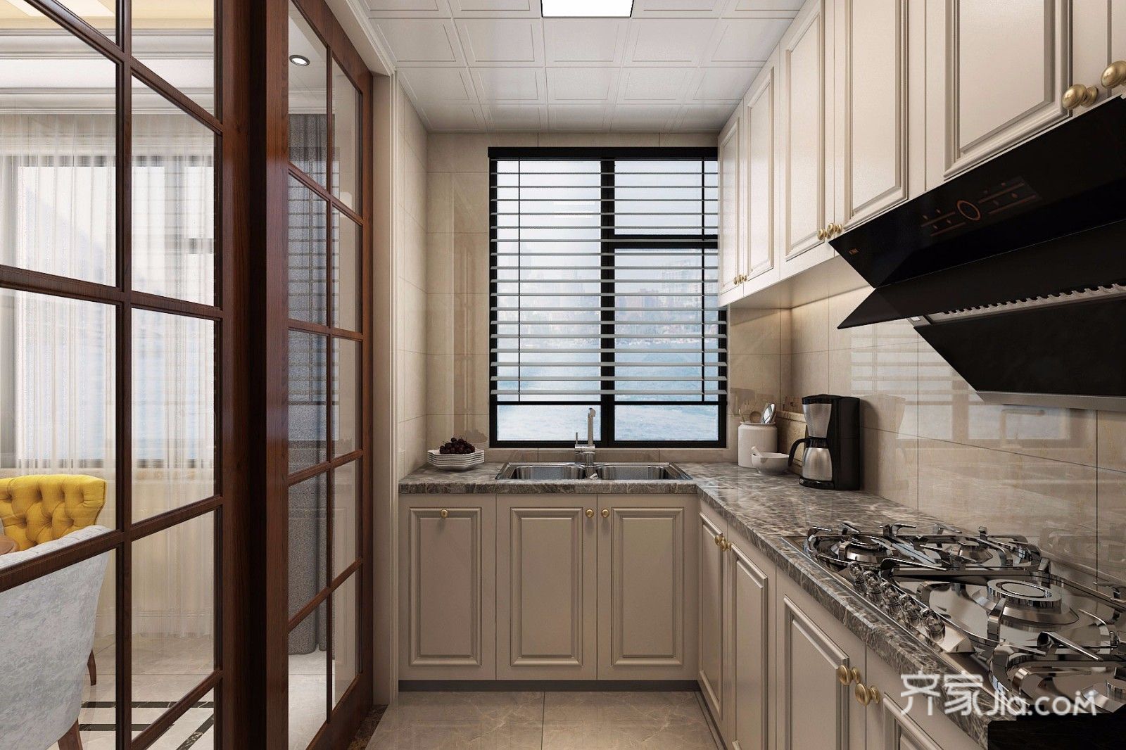 130平欧式风格三居厨房装修效果图
