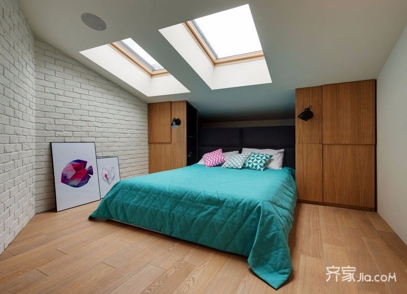 小户型装修,40平米装修,公寓装修,卧室,loft风格,床上用品