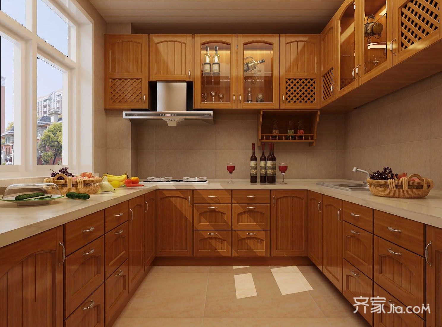美式大户型厨房装修设计效果图