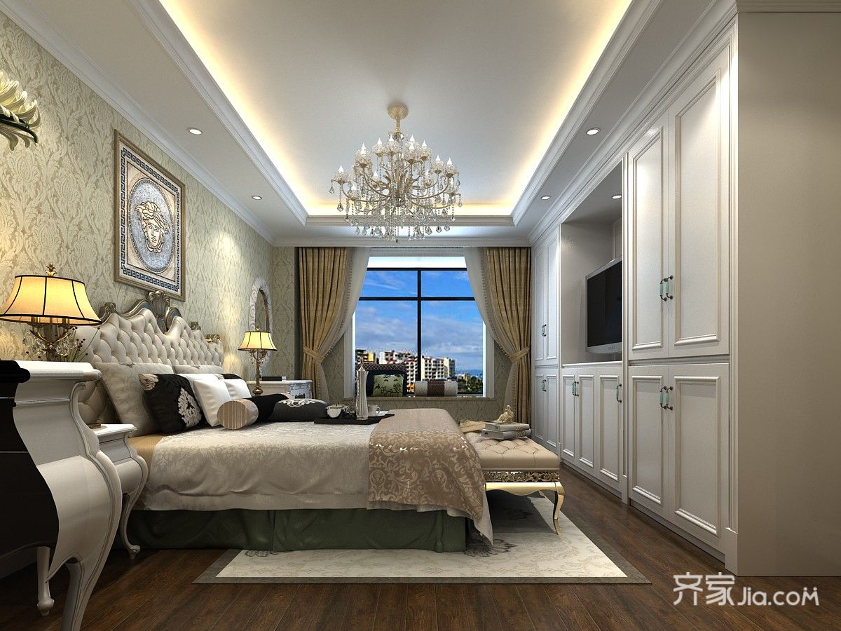 170平米美式风格卧室装修效果图