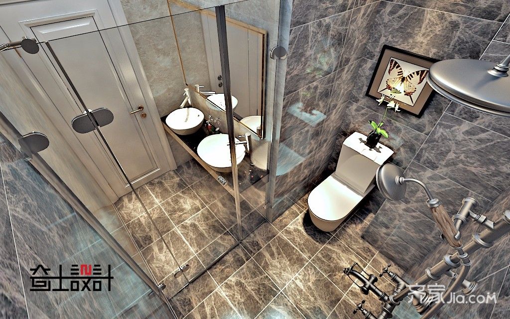 新中式风格二居室卫生间装修效果图