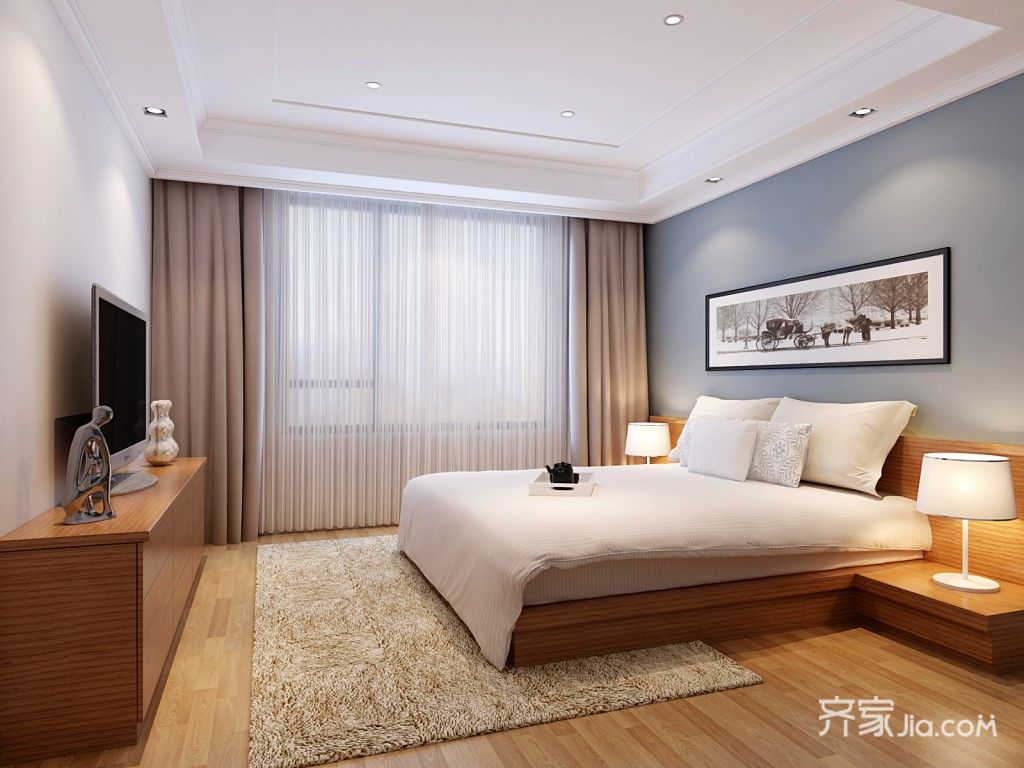 现代风格二居卧室装修设计效果图