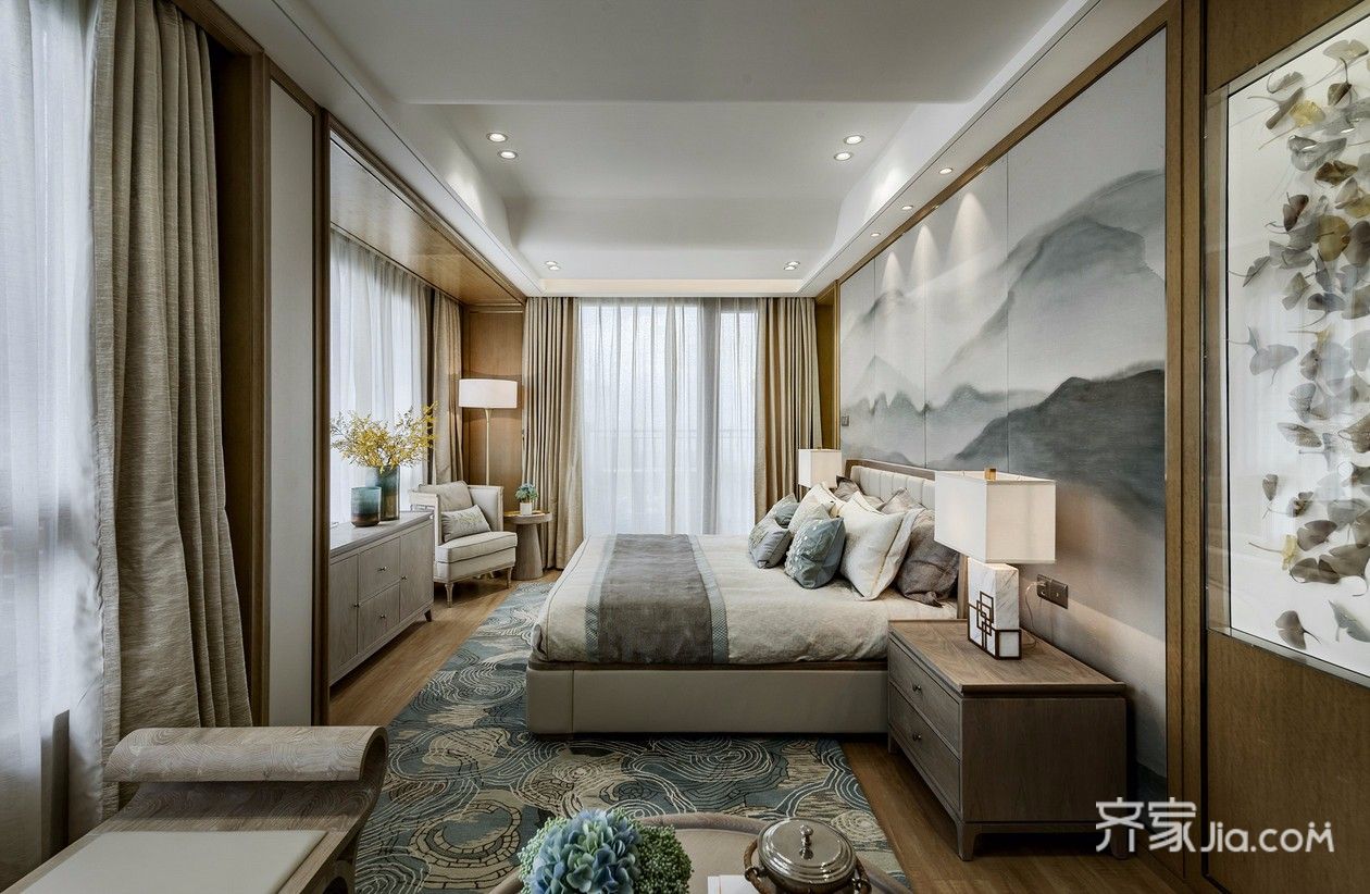 360平米新中式别墅卧室装修效果图