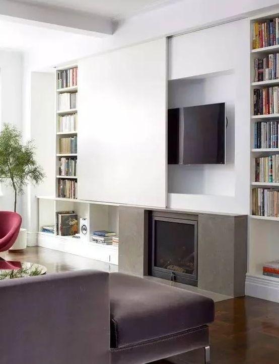 电视背景墙的26种装修方式，从此不止电视+装饰柜！