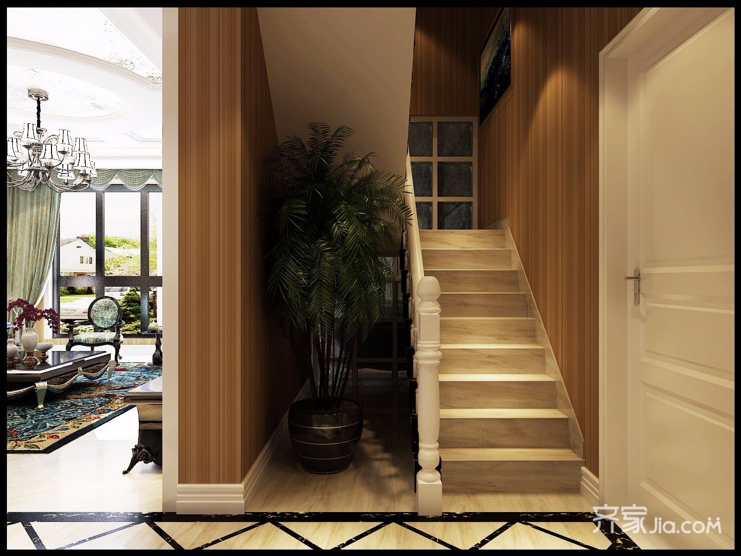 豪华型装修,别墅装修,140平米以上装修,欧式风格,客厅,楼梯