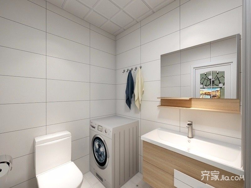 小户型装修,一居室装修,50平米装修,3万-5万装修,简约风格,卫生间,白色