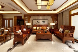 140平米中式风格客厅装修效果图