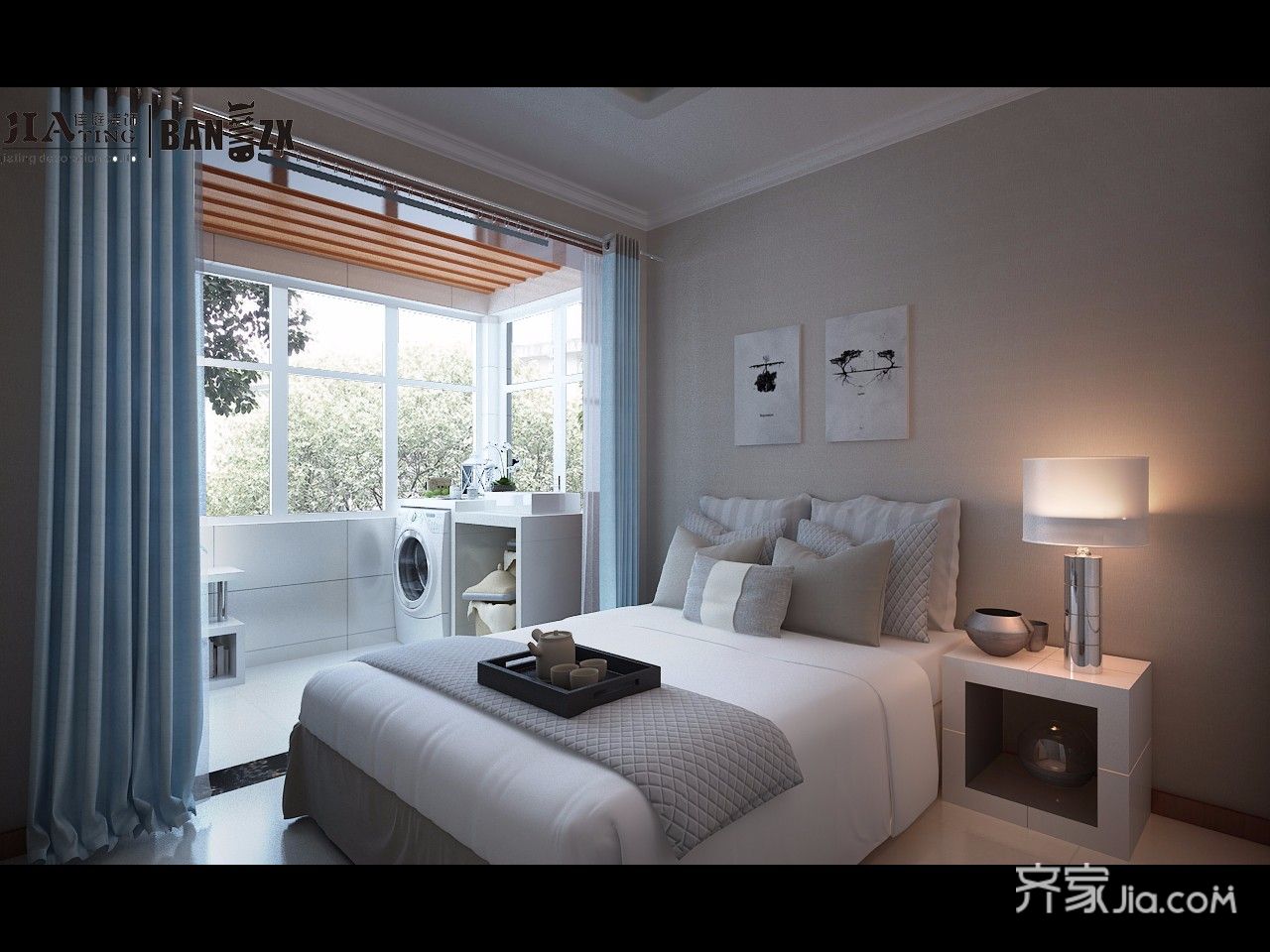 两居室现代简约风格卧室装修效果图