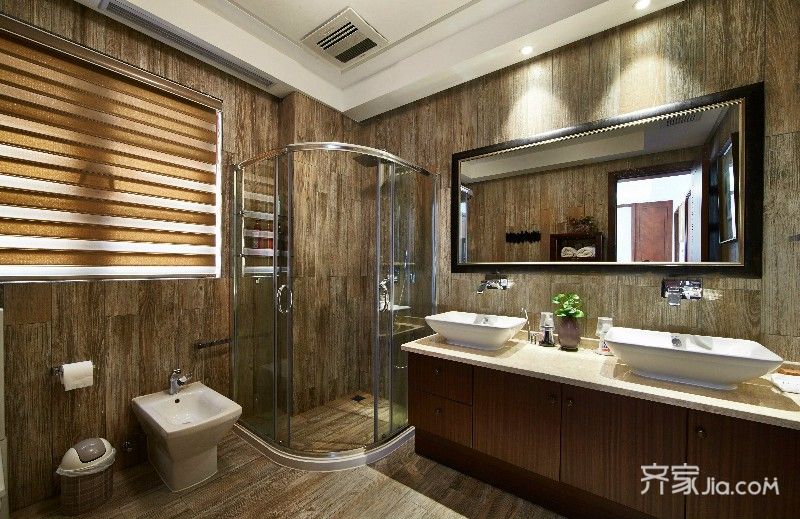 20万以上装修,四房装修,140平米以上装修,卫生间,混搭风格,洗手台,灰色