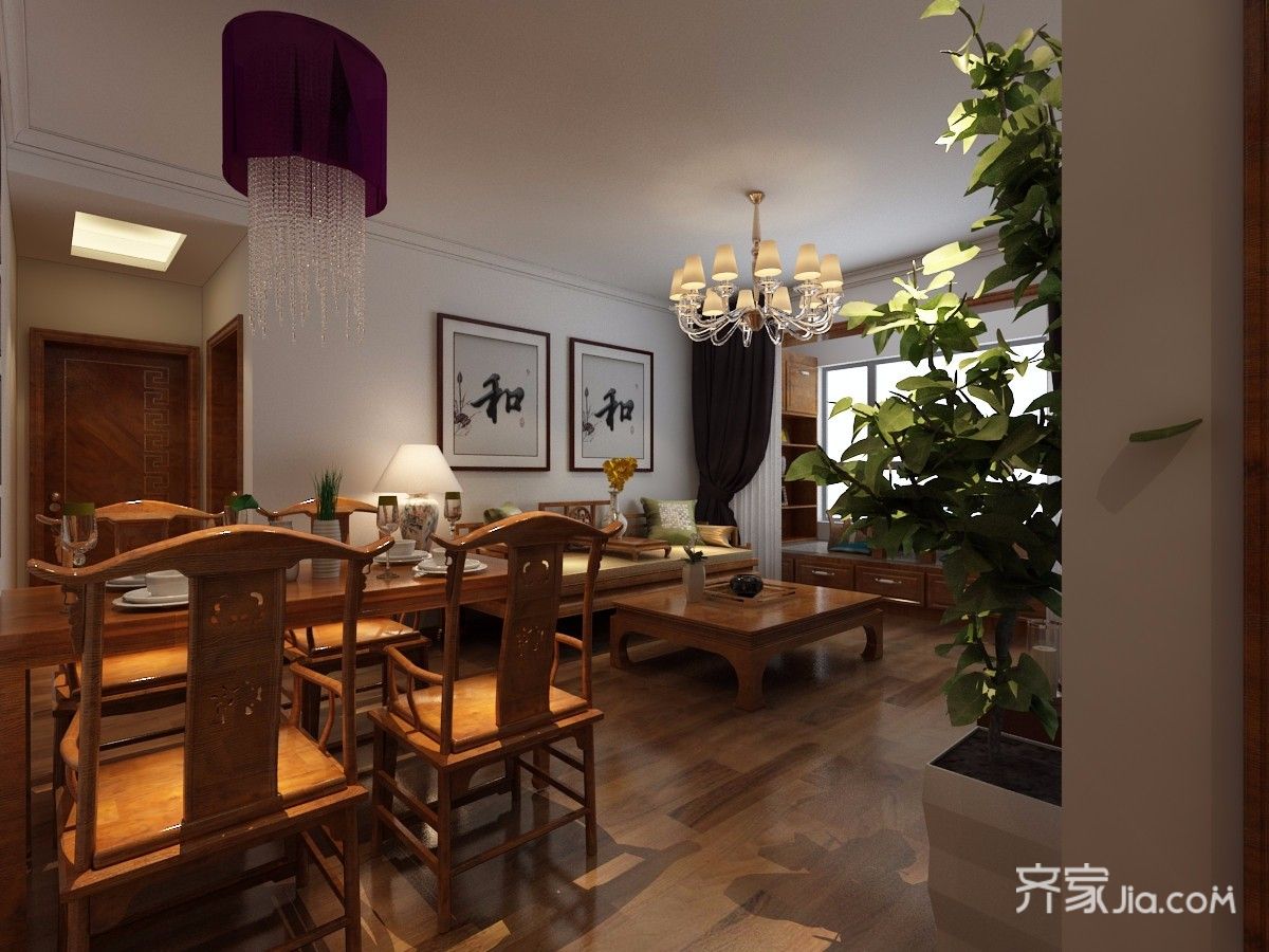 110平中式风格三居餐厅装修效果图