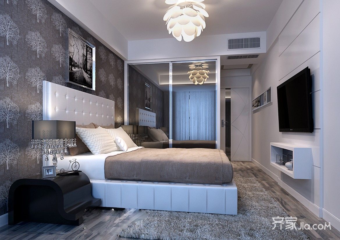 100平现代风格二居卧室装修效果图