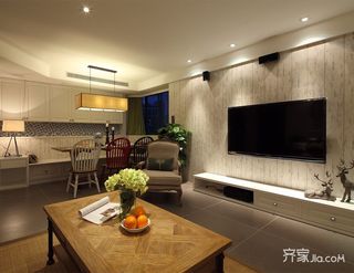 三居室美式混搭风格电视背景墙装修效果图