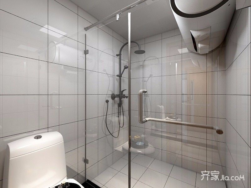 小户型装修,一居室装修,50平米装修,5-10万装修,混搭风格,卫生间,白色