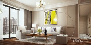 130平轻法式风格沙发背景墙装修效果图