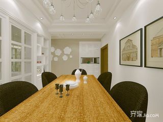110㎡三居室现代简约装修餐桌设计效果图