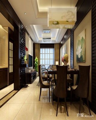 128平中式风格二居客餐厅装修效果图