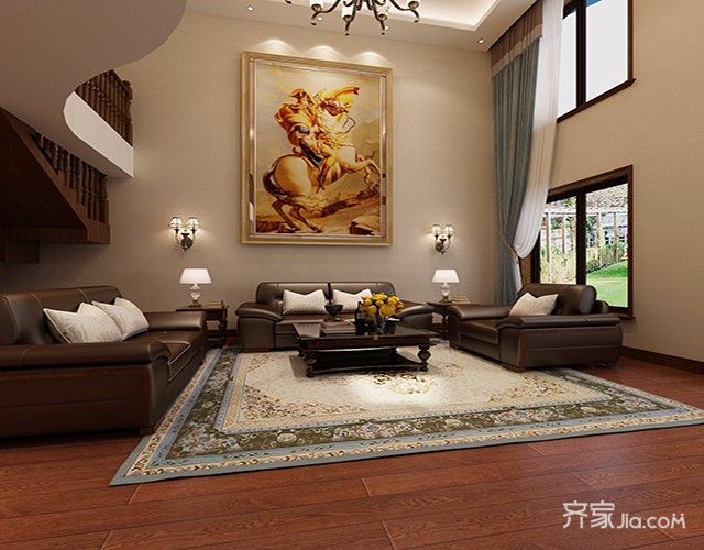 20万以上装修,大户型,复式装修,140平米以上装修,客厅,沙发,沙发背景墙,咖啡色