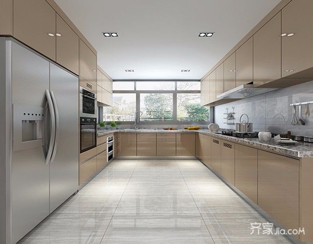 20万以上装修,大户型,复式装修,140平米以上装修,厨房,橱柜,咖啡色