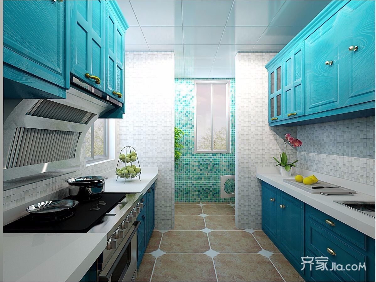 地中海风格两居室厨房装修效果图
