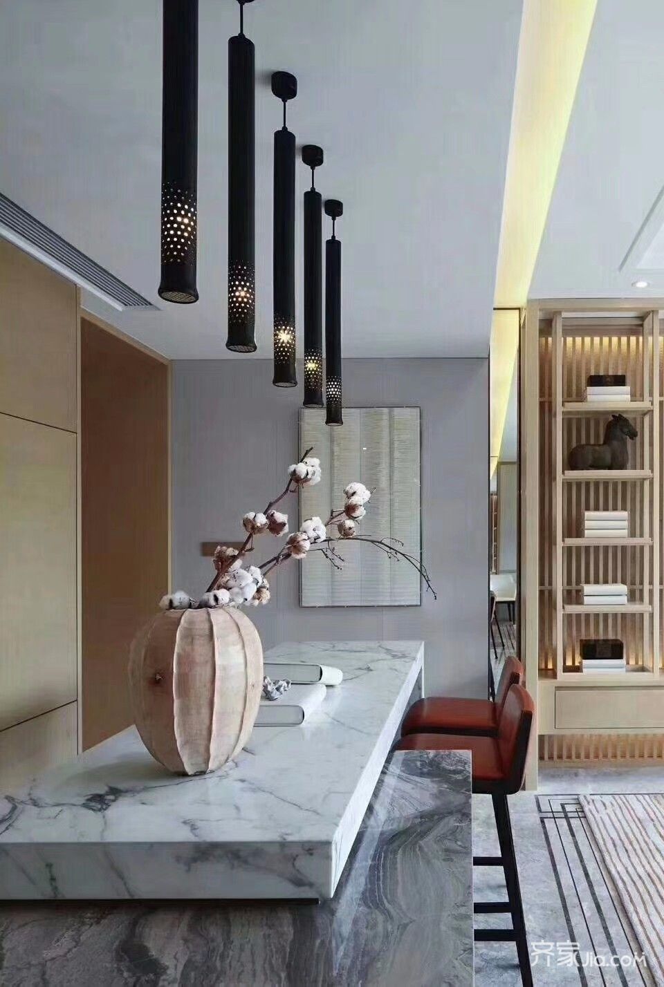 新中式别墅装修吧台设计效果图