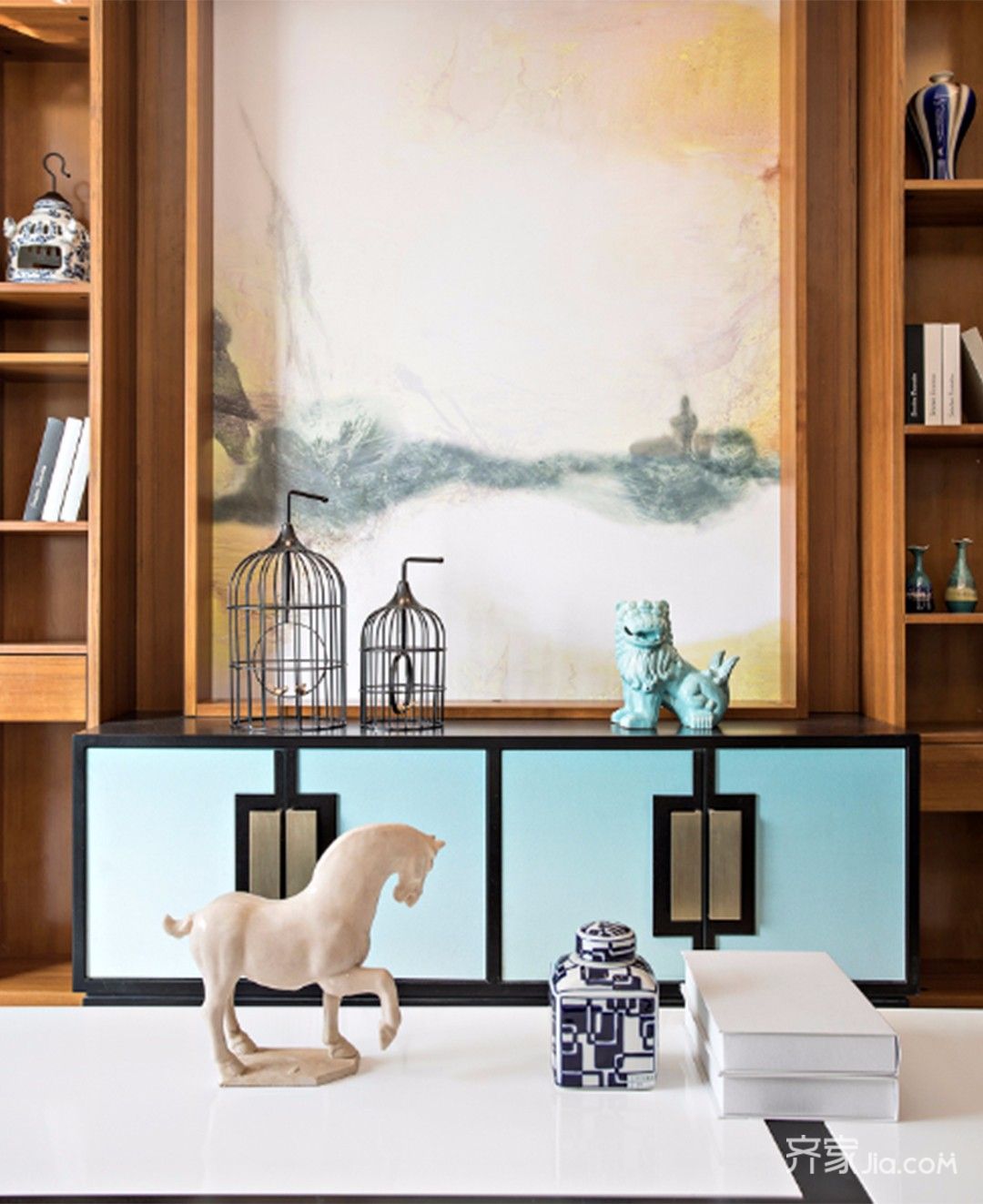 90平中式风格家客厅装饰柜