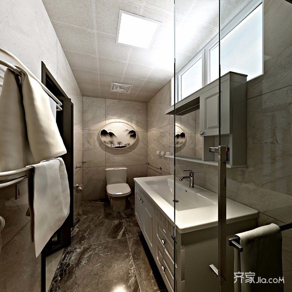 60平米装修,二居室装修,3万以下装修,简约风格,卫生间,浴室柜,白色