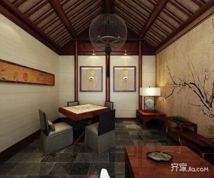 茶馆,大户型,20万以上装修,140平米以上装修,中式风格,黑白,茶室,背景墙