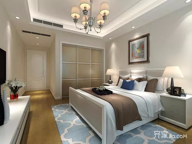 10-15万装修,大户型,别墅装修,140平米以上装修,简约风格,卧室,暖色调,卧室背景墙