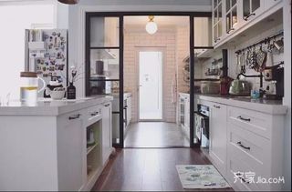 三居室混搭风格装修厨房中岛图片
