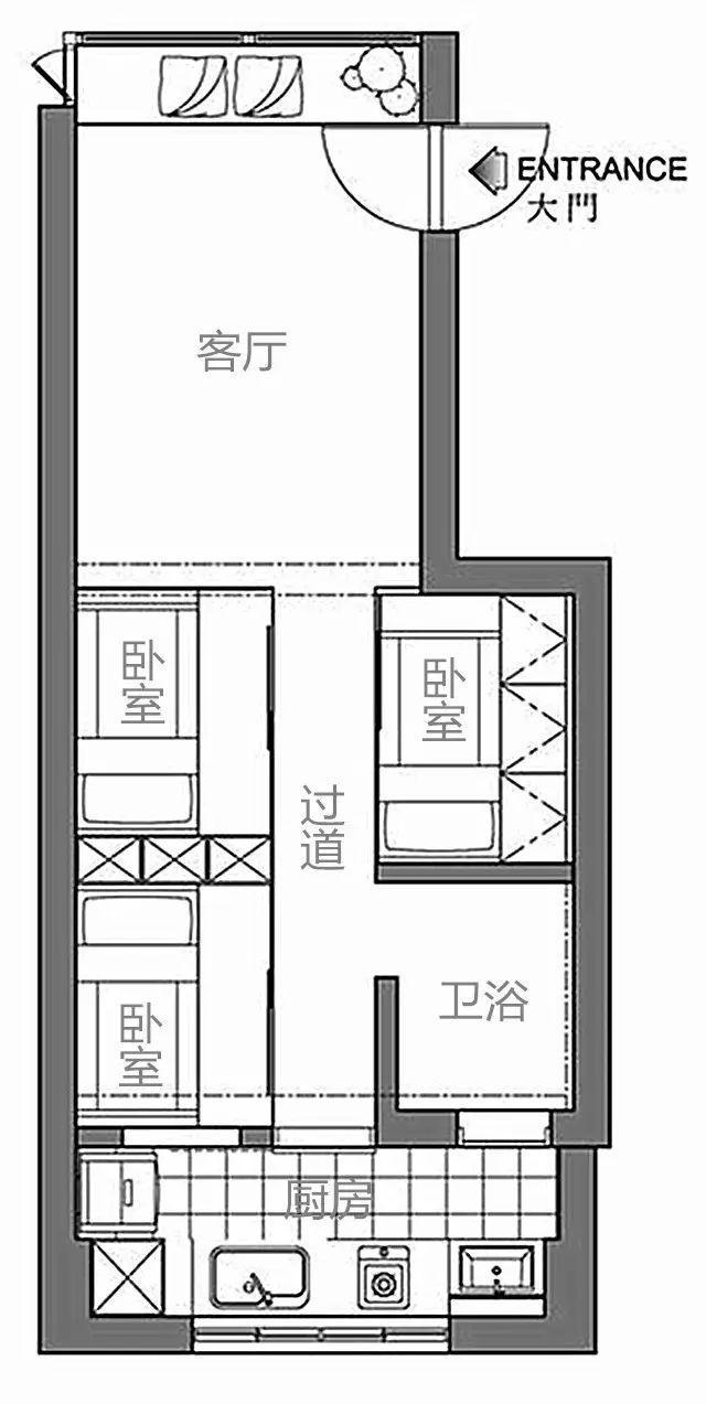 33㎡现代简约 挤出3卧室+3书房