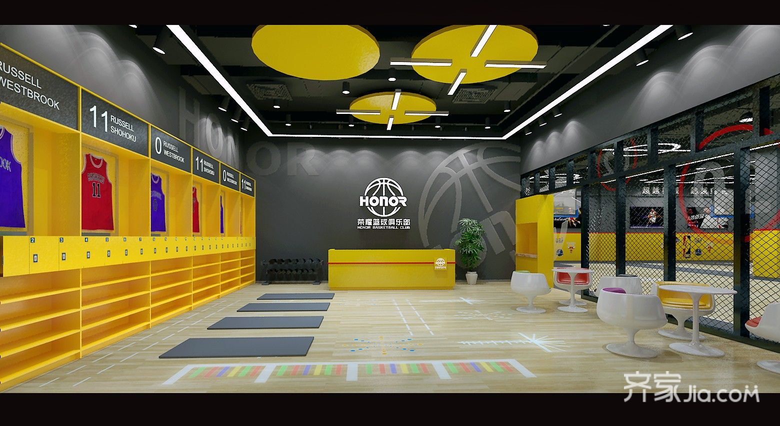 6万360平米loft一居室装修效果图,荣耀篮球同学荟平面装修案例效果图