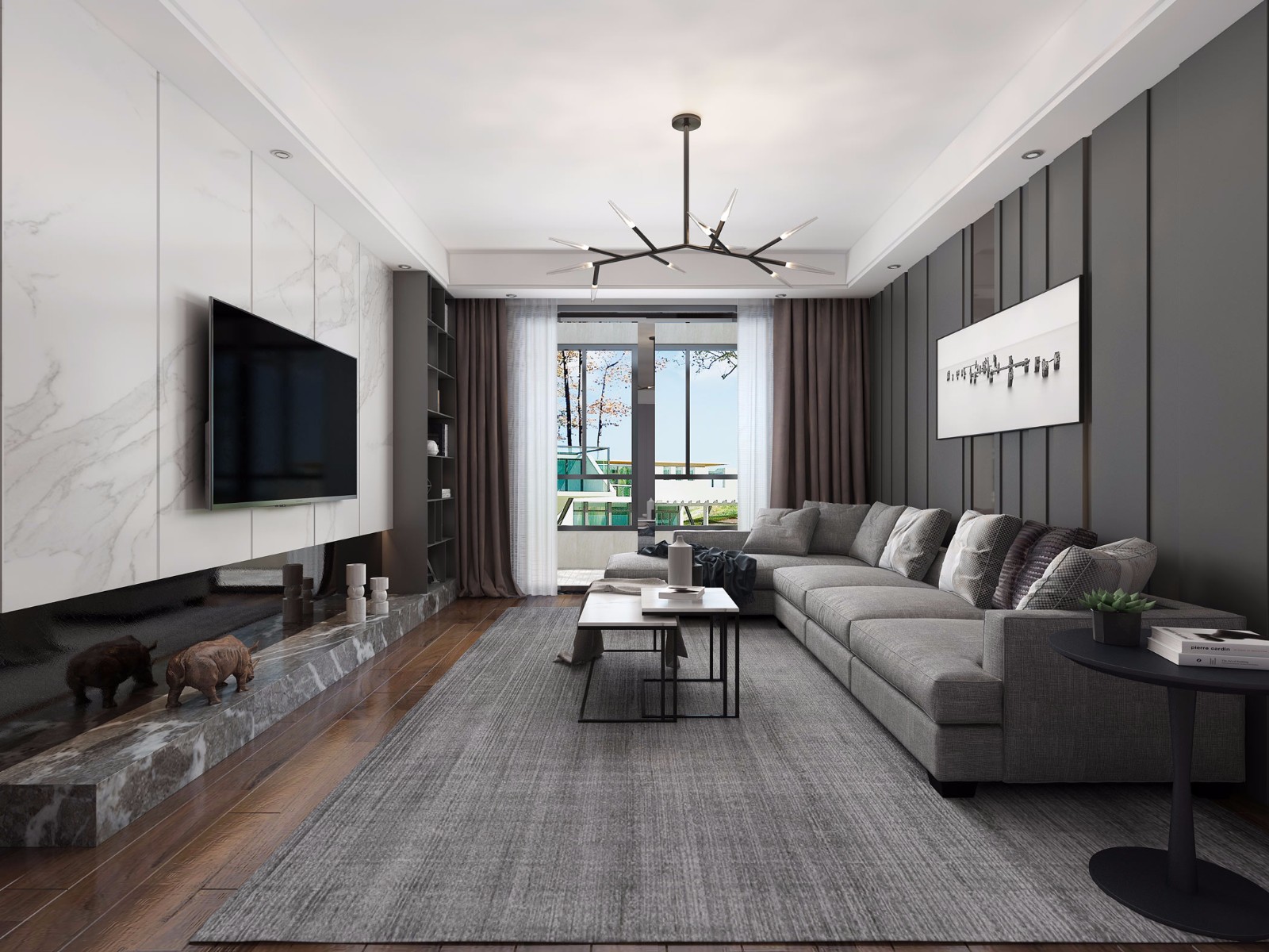 93现代三房装修效果图,现代简约装修案例效果图-齐家装修网