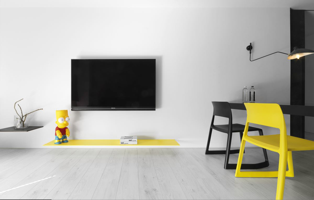 黑白极简现代风装修电视背景墙效果图