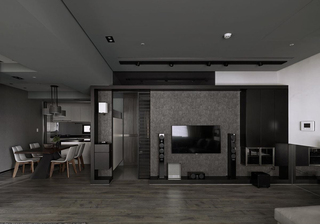 高级灰现代风格公寓电视背景墙装修效果图