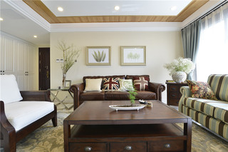 95㎡美式风格两居沙发背景墙装修效果图