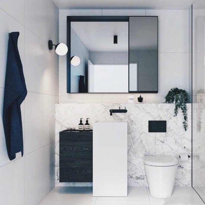 黑白简约浴室设计。