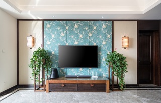 四居室新中式风格电视背景墙装修效果图