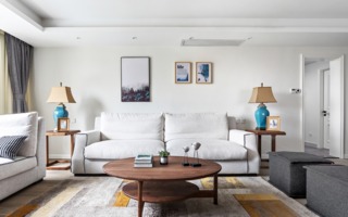 现代美式混搭三居沙发背景墙装修效果图