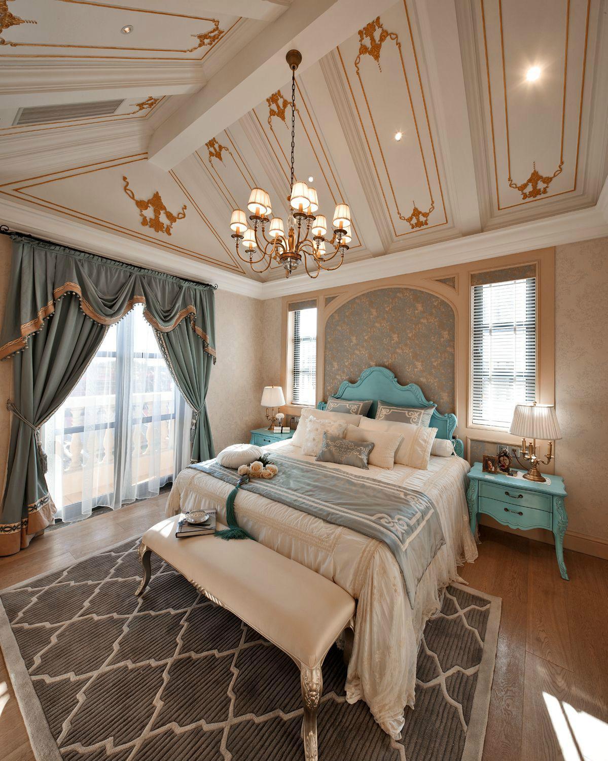 新古典温馨浪漫卧室吊顶装修效果图 – 设计本装修效果图