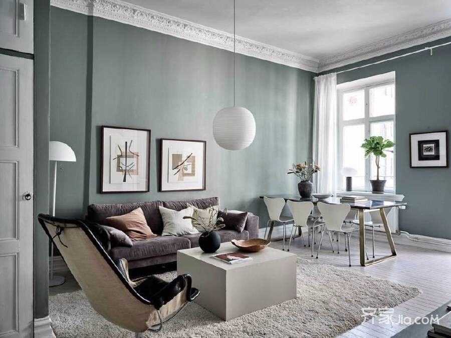 绿色和灰色,装饰精美住宅