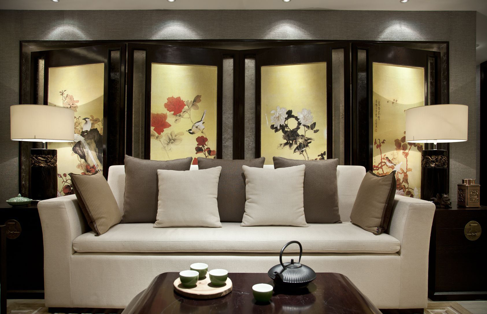 142㎡中式风格沙发背景墙装修效果图