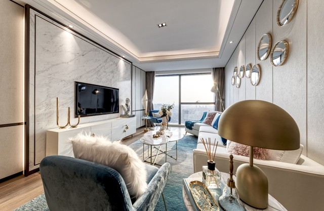 时尚轻奢样板房客厅装修效果图