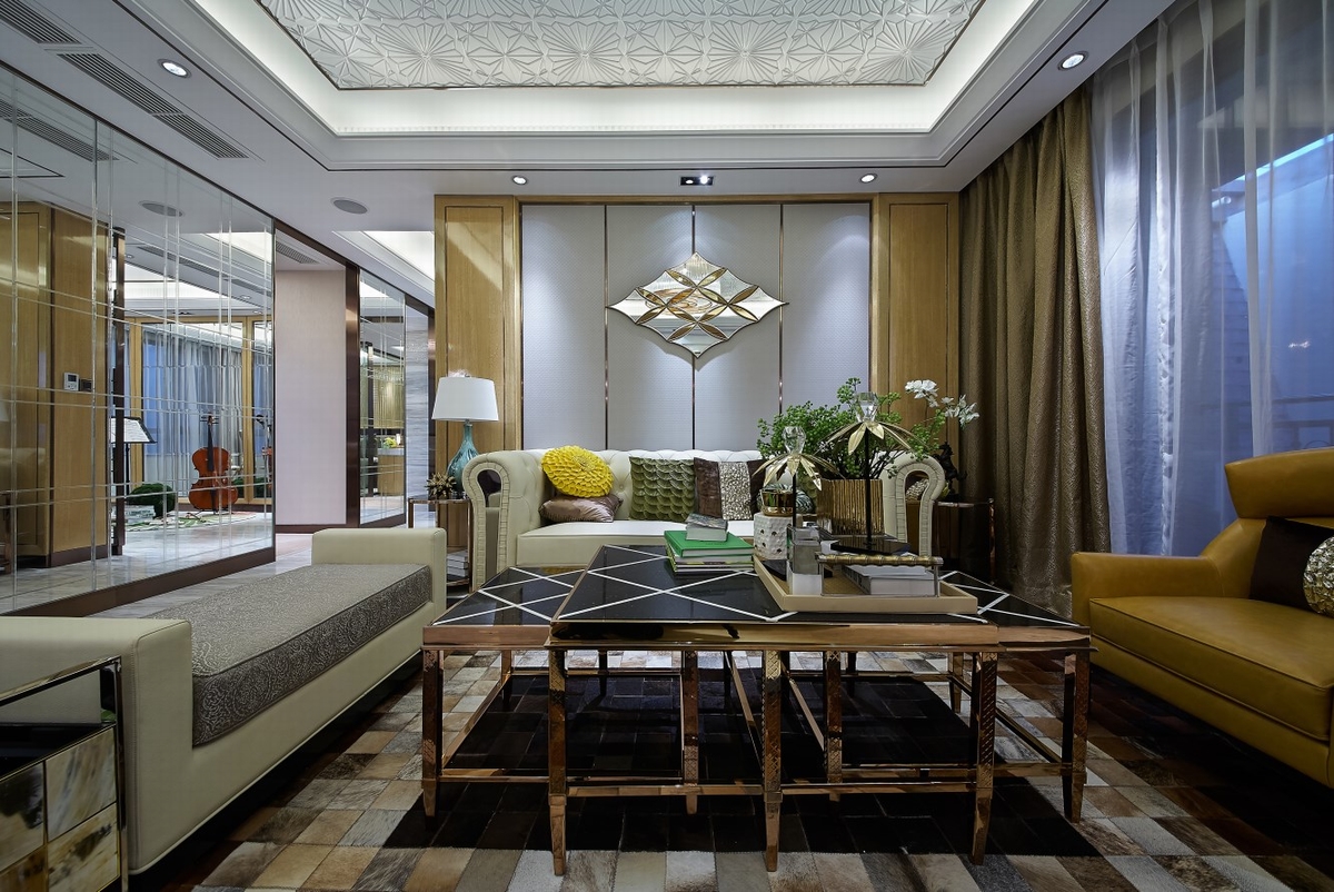现代奢华大户型沙发背景墙装修效果图