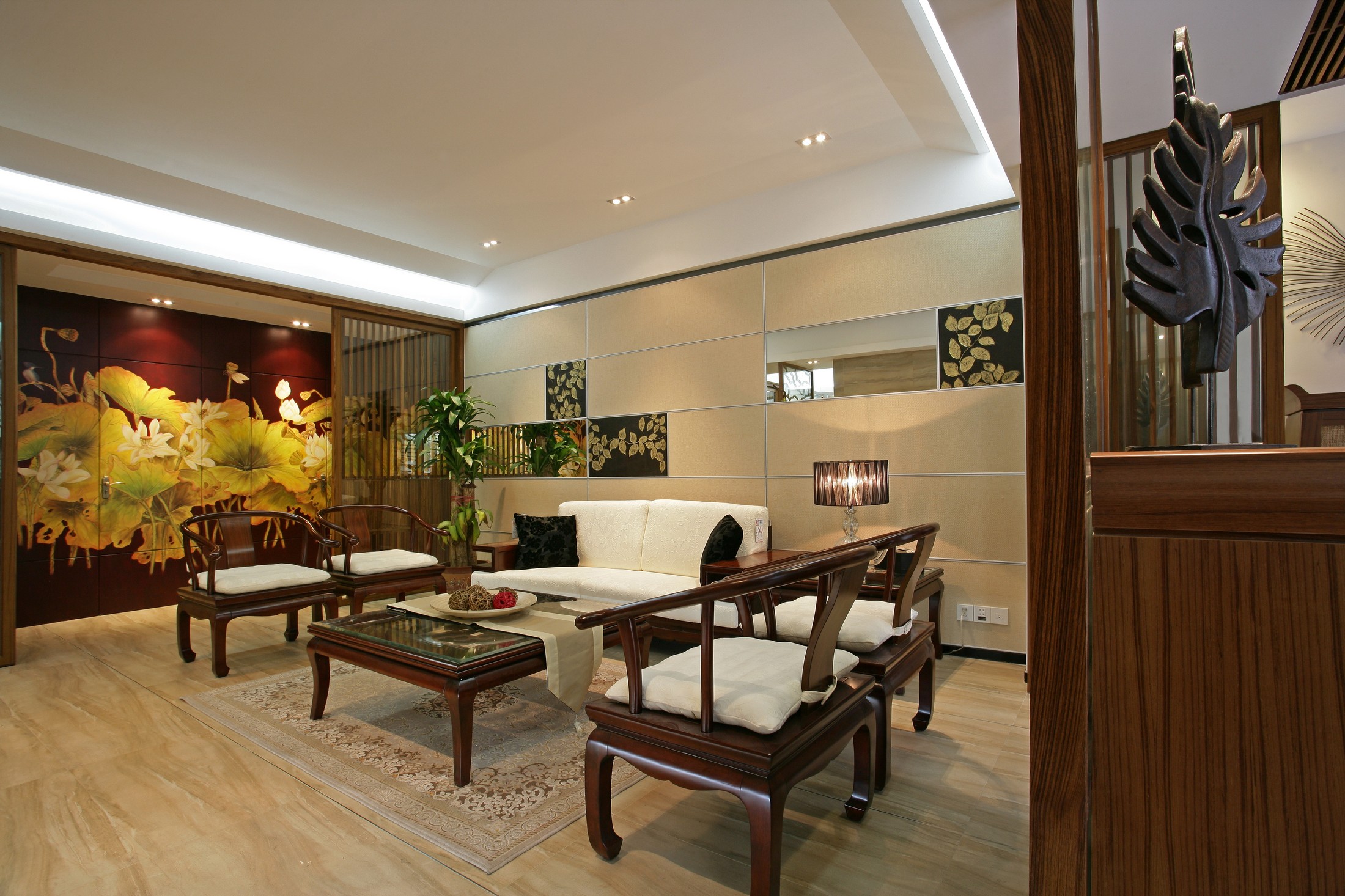 中式风格,140平米以上装修,20万以上装修,三居室装修,沙发背景墙