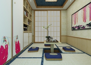 75平米日式风格榻榻米茶室装修效果图