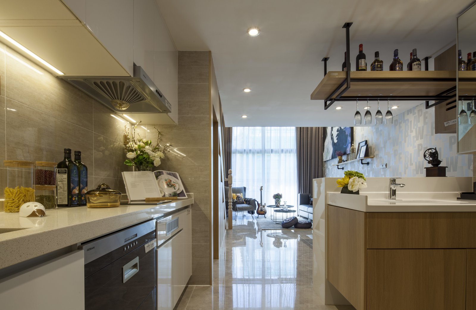 现代厨房橱柜效果图-上海装潢网