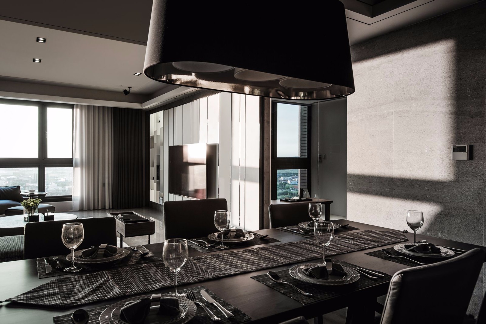 黑白灰现代公寓餐厅装修效果图
