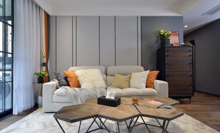 现代简约风格两居室沙发背景墙装修设计图
