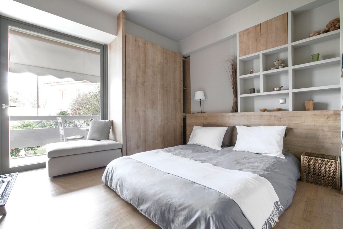 白灰色现代公寓卧室装修效果图