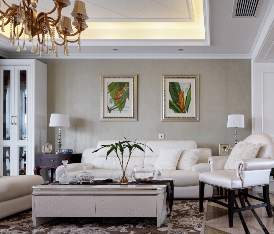 新古典美式风格四居沙发背景墙装修效果图